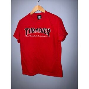 Thrasher Magazine Logo Graphic T-Shirt Mens Medium Red Short Sleeve Skate Tee‎